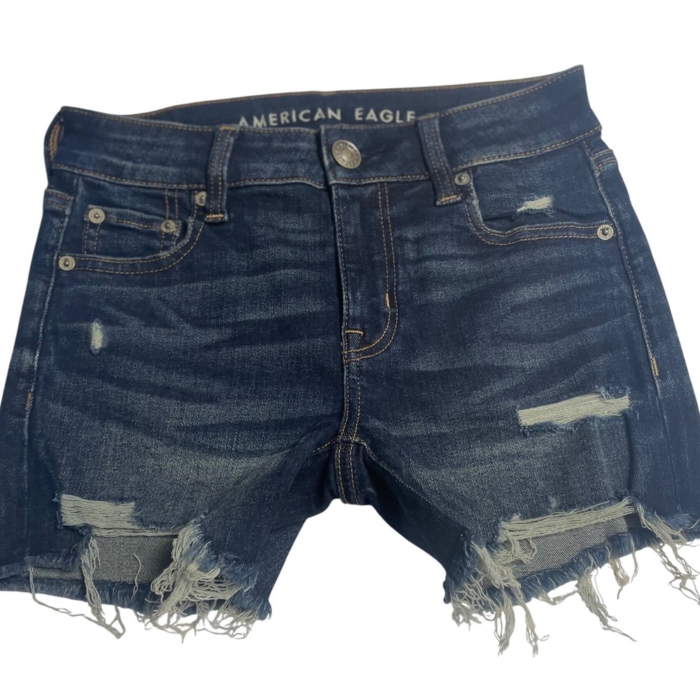 American Eagle‎ Distressed Midi Denim Shorts Women's 0